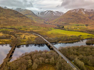 Aerial view of Loch Awe in Argyll and Bute, Scottish Highlands