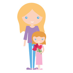 Mother day art design mom and daughter with flowers