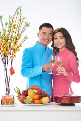 Young couple celebrating holiday