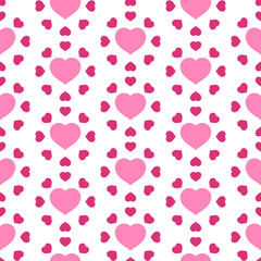 Vector illustration with pink hearts. Seamless pattern for Valentine's Day. Romantic background.