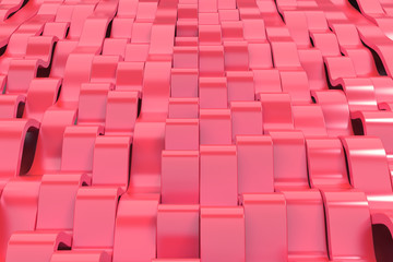 Abstract 3D rendering of red sine waves