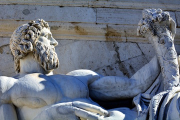 Sculpture of Ancient Roman allegory of Tiber River. Rome. Italy.