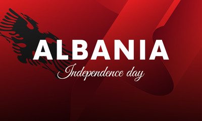 Banner or poster of Albania independence day celebration. Waving flag. Vector illustration.