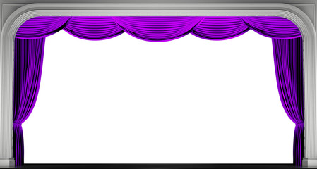 Purple curtains isolated. 3D render
