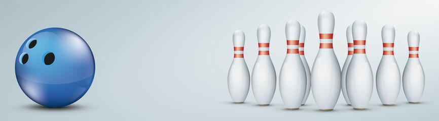 Header Blue Bowling Ball Pins