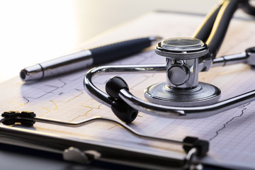 Stethoscope On Electrocardiogram