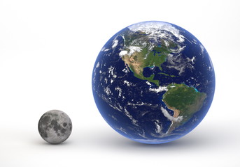Obraz na płótnie Canvas Size comparison between Earth and Moon