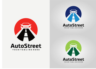 Auto Street Logo Template Design Vector, Emblem, Design Concept, Creative Symbol, Icon