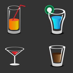 Drinks and glasses set template