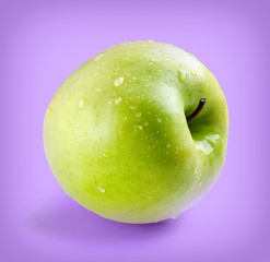 Wet green whole apple