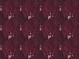 pattern background with burgundy dark floral leaves
