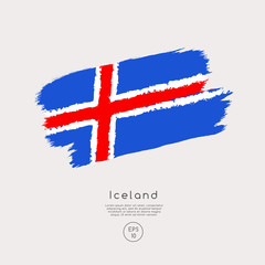 Flag of Iceland in Grunge Brush Stroke : Vector Illustration