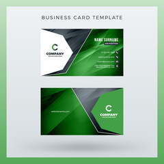 Double-sided horizontal business card template with abstract background. Vector mockup illustration. Stationery design