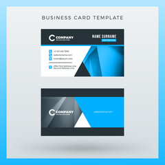 Double-sided horizontal business card template with abstract background. Vector mockup illustration. Stationery design