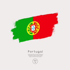 Flag of Portugal in Grunge Brush Stroke : Vector Illustration
