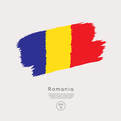 Flag of Romania in Grunge Brush Stroke : Vector Illustration