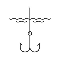 Hook in water linear icon