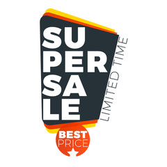 Sale bunner template. Vector design element for your promotion. Red, yellow and black color theme. Rounded speech bubble