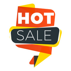 Sale bunner template. Vector design element for your promotion. Red, yellow and black color theme. Rounded speech bubble