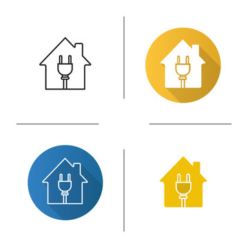 House with wire plug icon