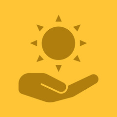 Open hand with sun glyph color icon