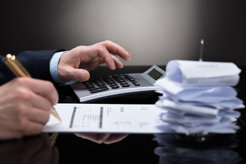 Businessperson Checking Invoice