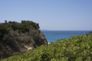 View of the beautiful blue sea of Corfu in Greece
