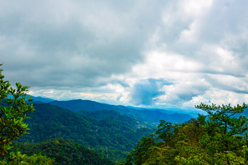 Photo landscape. forest  mountain Clouds and sky . Mountain in national park Thailand.