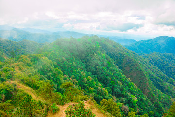 Photo landscape. forest  mountain Clouds and sky . Mountain in national park Thailand.