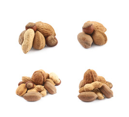 Pile of multiple kind of nuts isolated