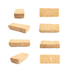 Briquette of nut halva confection isolated