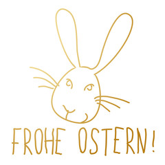 Obraz na płótnie Canvas Frohe Ostern / goldener Osterhase