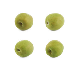 Single green olive isolated