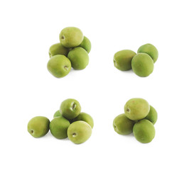 Pile of green olives isolated