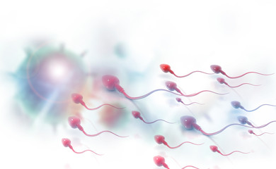 Sperm cells. 3d render.