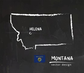 Montana map, vector drawing on blackboard