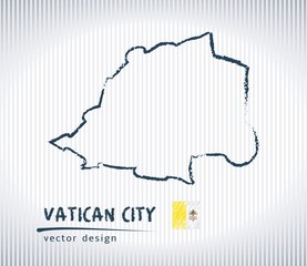 Vatican City national vector drawing map on white background
