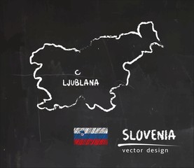 Fototapeta na wymiar Slovenia map, vector drawing on blackboard