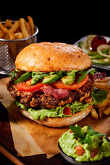 Wholesome gourmet burger with avocado
