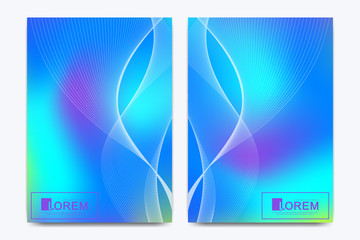 Fototapeta premium Modern vector template for brochure, leaflet, flyer, cover, catalog in A4 size. Abstract fluid 3d shapes vector trendy liquid colors backgrounds set. Colored fluid graphic composition illustration.