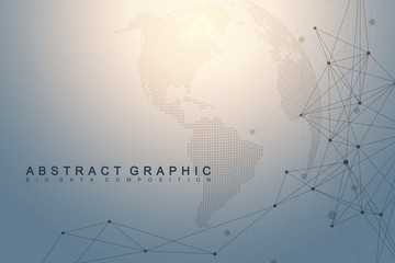 Global network connection. Network and big data visualization background. Global business. Vector Illustration.