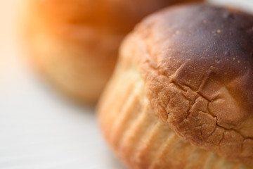 Warm bread served for breakfast.
