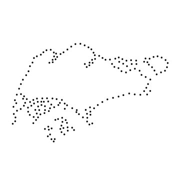 Abstract schematic map of Singapore from the black dots along the perimeter of vector illustration