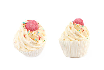 Cupcake shaped bath bomb isolated