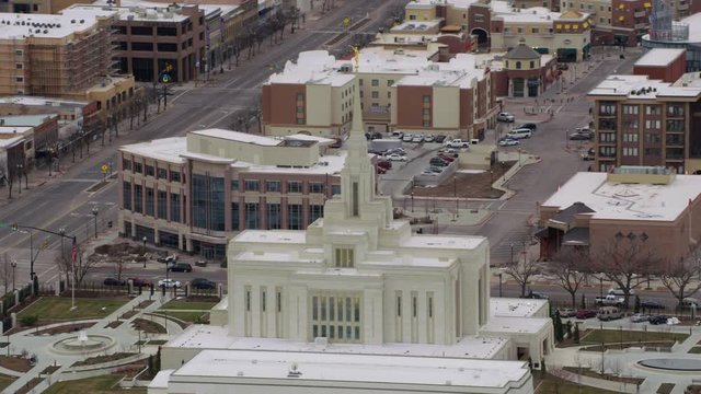 Ogden, Utah circa-2017, Aerial shot of Ogden Utah Mormon Temple