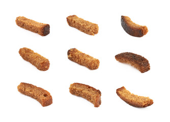 Single bread crouton isolated