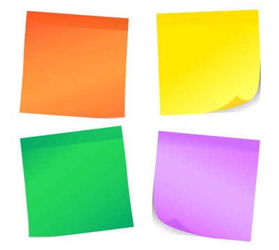 set of sticky notes in different colors