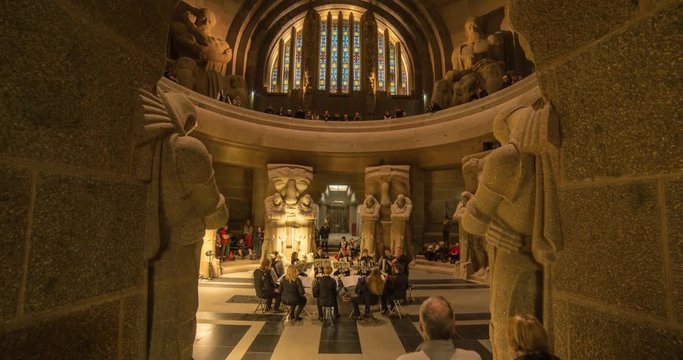 Leipzig, Germany - April 2015: Timelapse of the Monument to the Battle of Nations interior
