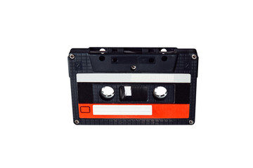 Audio cassette. Vintage audio cassette tap on white background. Old cassette tape audio isolated on white.