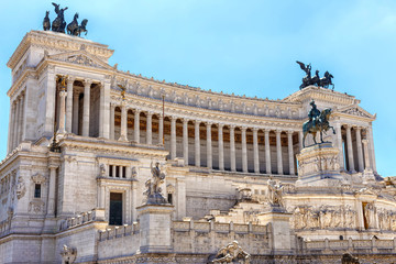 View on Piazza Venezia or Vittorio Emanuele Altar in Rome, Italy. Touristic attraction of Rome. 